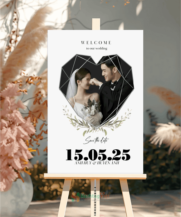 Bảng tên đám cưới hình trái tim