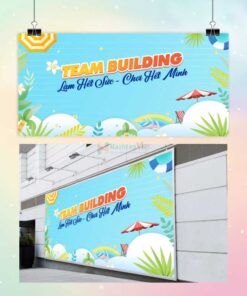 Backdrop team building làm hết sức chơi hết mình