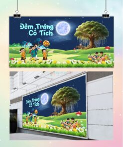 Backdrop trung thu đêm trăng cổ tích
