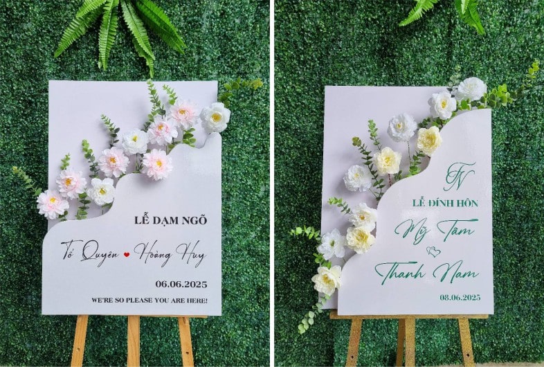 Bảng cắm hoa đám cưới đẹp