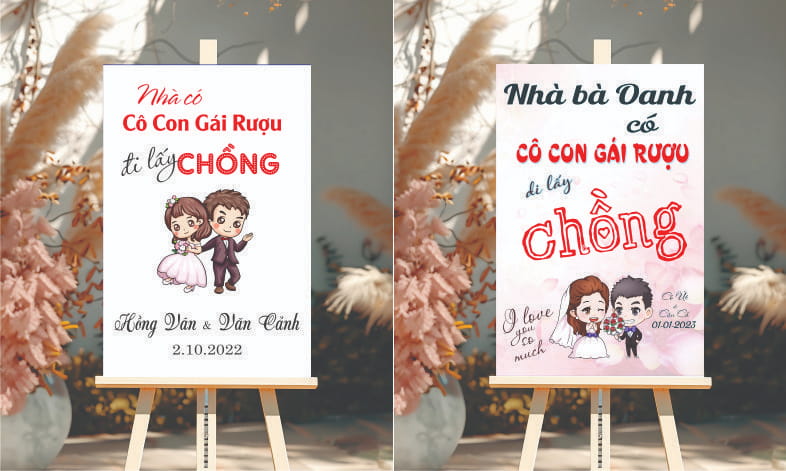 Bảng chibi đám cưới đẹp