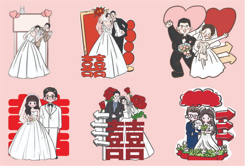 Bảng cổng cưới chibi