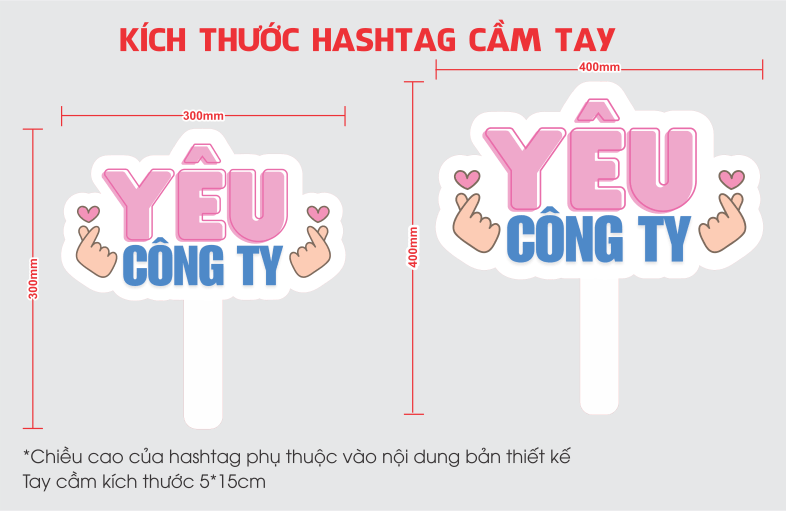 Kích thước hashtag cầm tay phổ biến