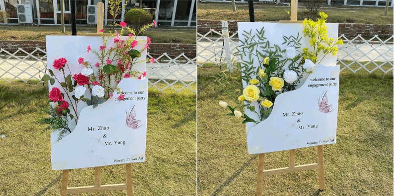 Bảng cắm hoa đám cưới