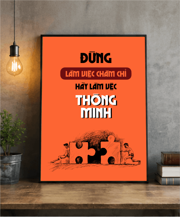 Tranh Động Lực Đừng Làm Việc Chăm Chỉ Hãy Làm Việc Thông Minh