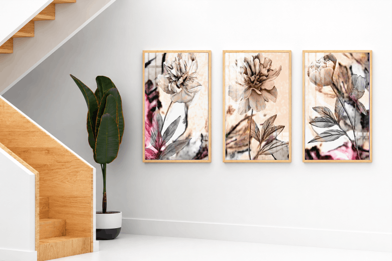 Tranh Nghệ Thuật Hoa Peony Trừu Tượng Tông Đất Thanh Nhã