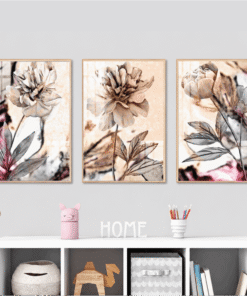 Tranh Nghệ Thuật Hoa Peony Trừu Tượng Tông Đất Thanh Nhã